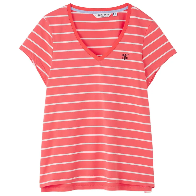 Lighthouse Ariana Ladies Short Sleeve T-Shirt - Coral Stripe-2