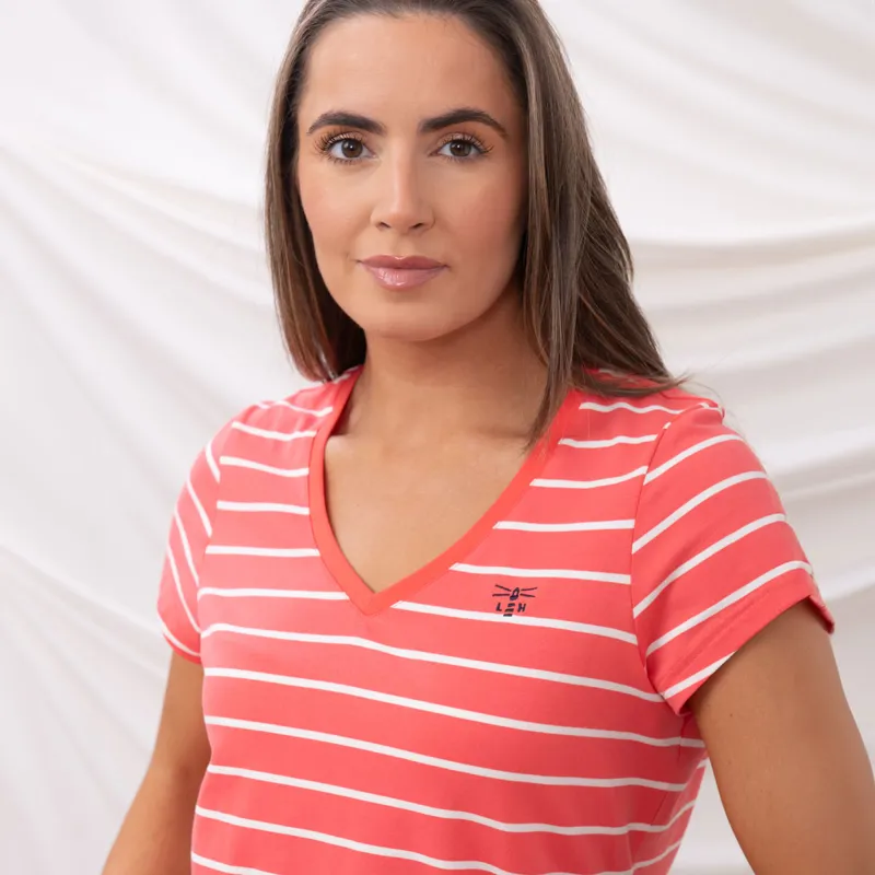 Lighthouse Ariana Ladies Short Sleeve T-Shirt - Coral Stripe-5