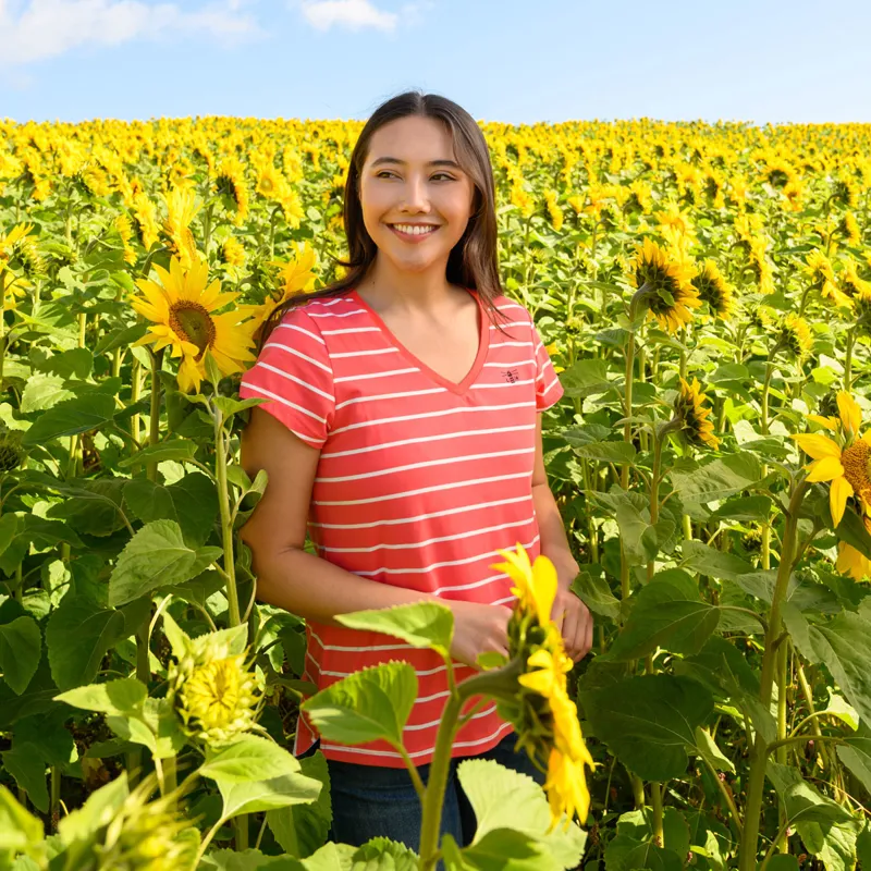 Lighthouse Ariana Ladies Short Sleeve T-Shirt - Coral Stripe-1
