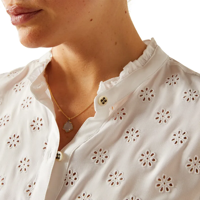 Ariat Country Clarion Ladies Blouse - White Eyelet-2