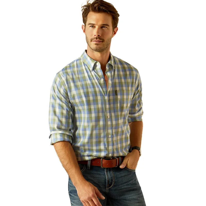 Ariat Country Napa Mens Long Sleeve Shirt - Oil Green Check