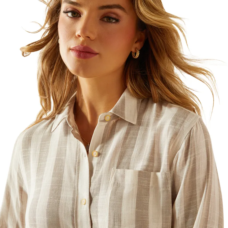 Ariat Country Rudford Ladies Shirt - Khaki Stripe-3
