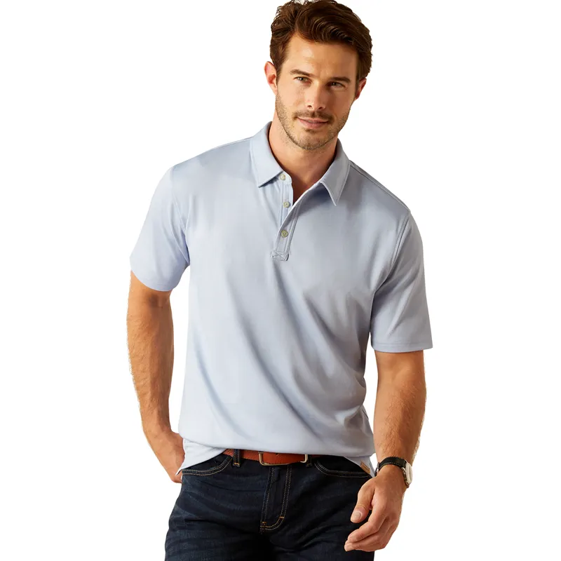 Ariat Country Shaldon Mens Polo Shirt - Chambray Blue Heather