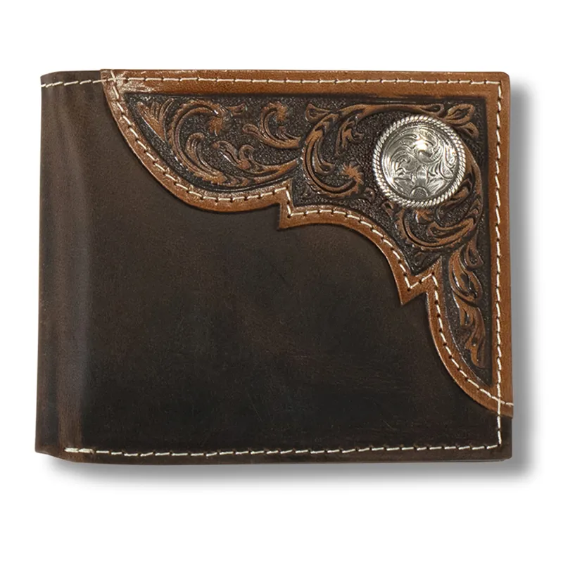 Ariat Filigree BiFold Mens Wallet - Dark Brown
