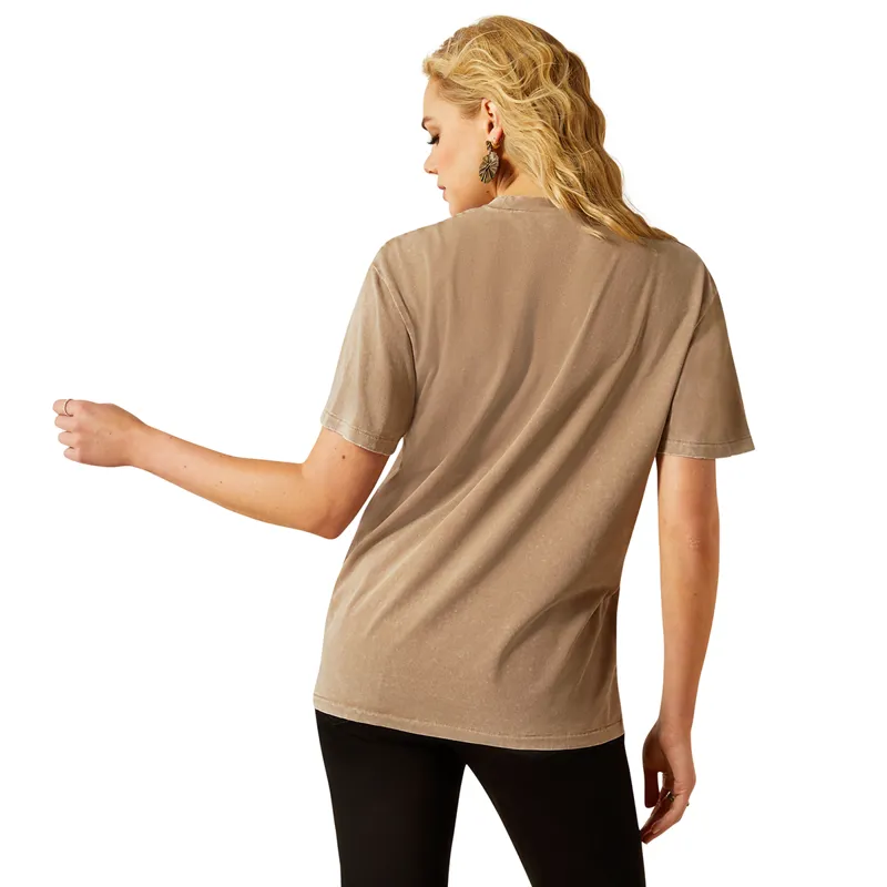 Ariat Western Mural Ladies Tee - Washed Greige-1