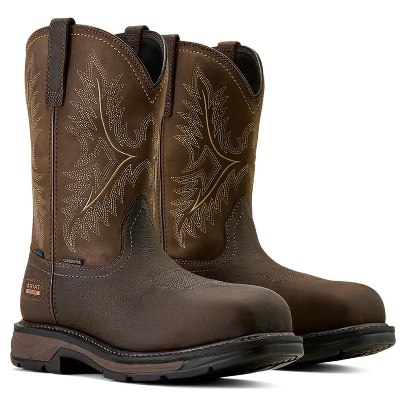 Ariat WorkHog XT Waterproof Wide Square Carbon Toe Mens Work Boots - Bruin Brown/Mocha-1
