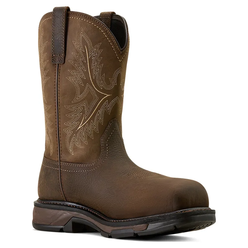 Ariat WorkHog XT Waterproof Wide Square Carbon Toe Mens Work Boots - Bruin Brown/Mocha-7