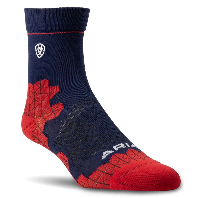 AriatTEK Devon Performance Paddock Short Riding Socks - Navy/Red