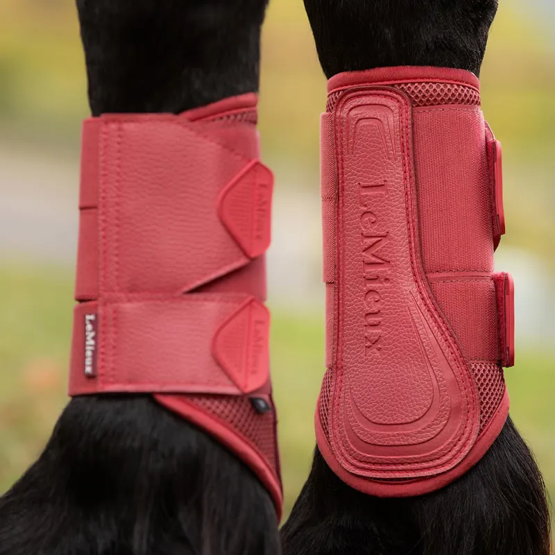 LeMieux Arika Mesh Brushing Boots - Cranberry-1