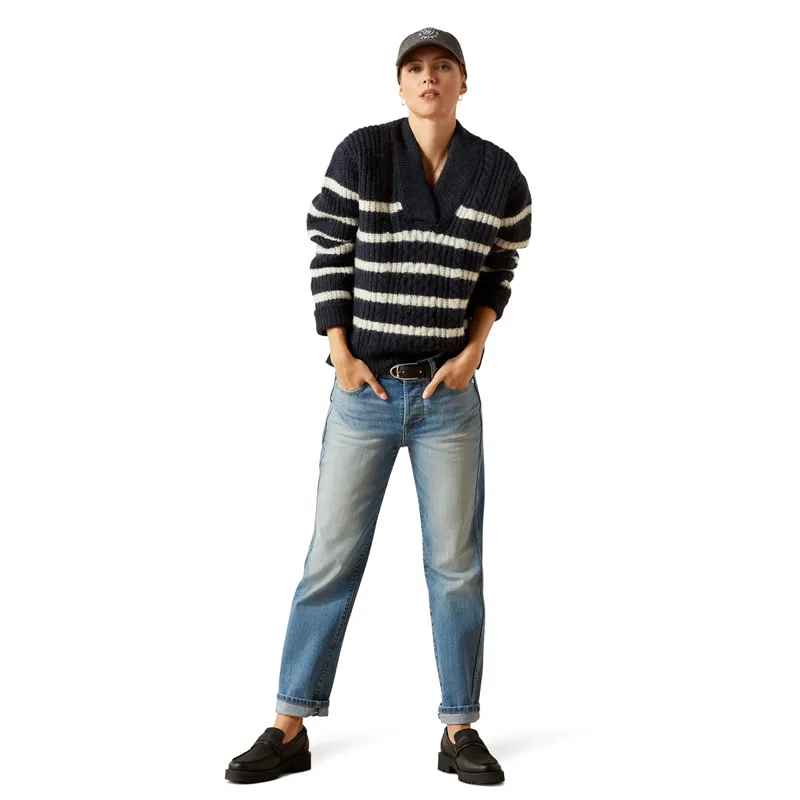 Ariat Country Arley Womens Sweater - Navy/Cream Stripe-4