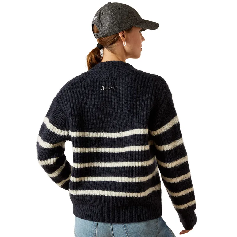 Ariat Country Arley Womens Sweater - Navy/Cream Stripe-1