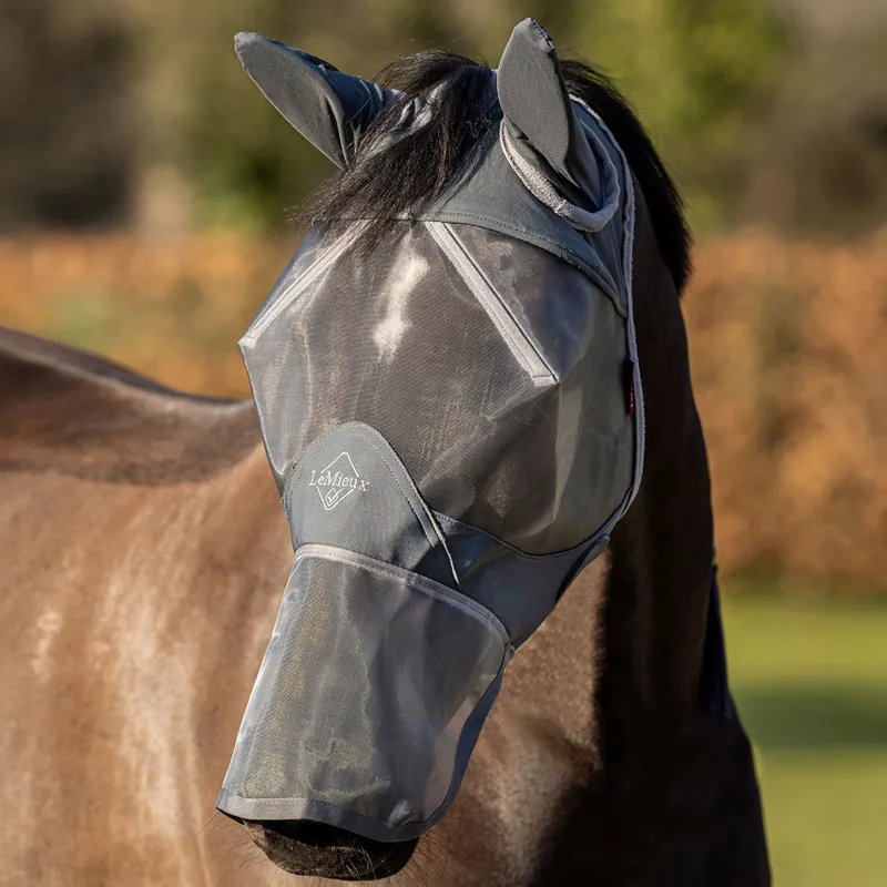 LeMieux ArmourShield Pro Ears and Nose Full Fly Mask - Grey