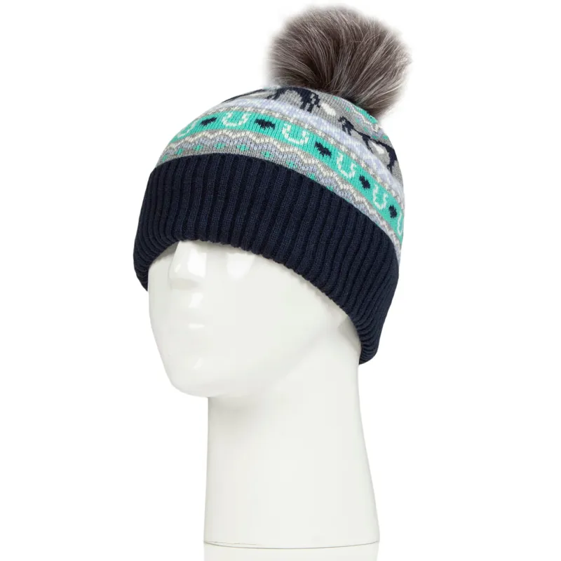 Platinum Fika Fairisle Junior Pom Pom Beanie Hat - Grey-1