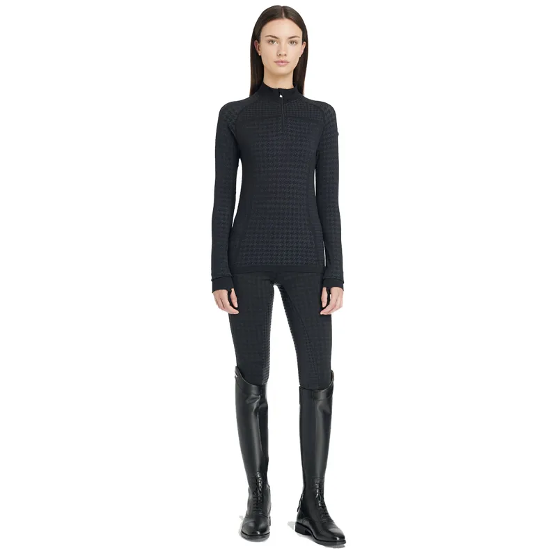 LeMieux Aspen Womens Quarter Zip Top - Houndstooth/Grey-9