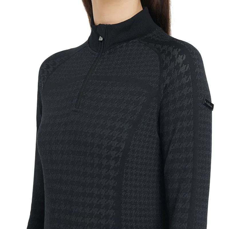 LeMieux Aspen Womens Quarter Zip Top - Houndstooth/Grey-8