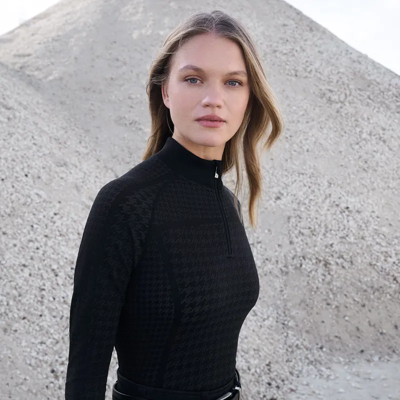 LeMieux Aspen Womens Quarter Zip Top - Houndstooth/Grey-4