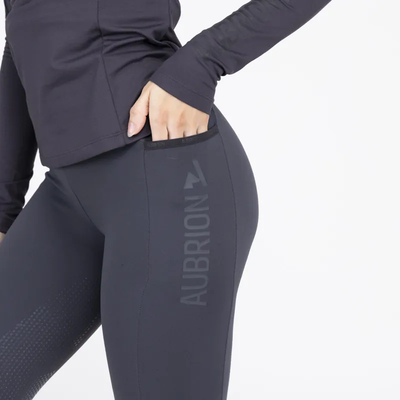 Aubrion React Winter Knee Grip Womens Riding Tights - Charcoal-3