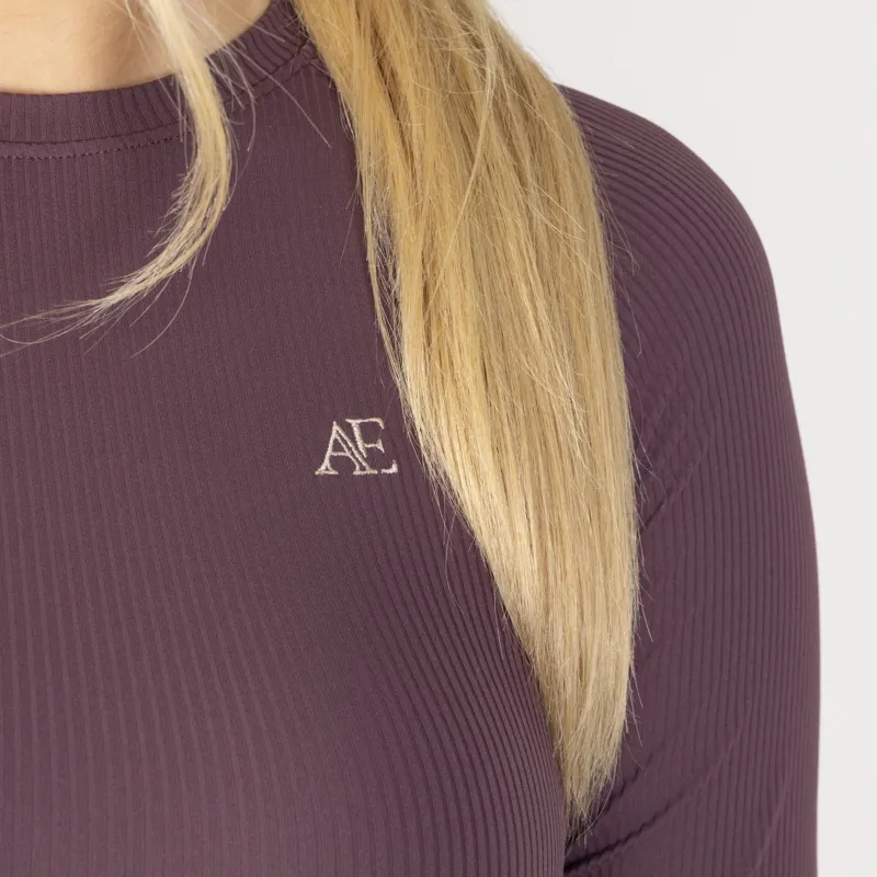 Aubrion Equestrian Ribbed Womens Long Sleeve Base Layer - Thistle-8