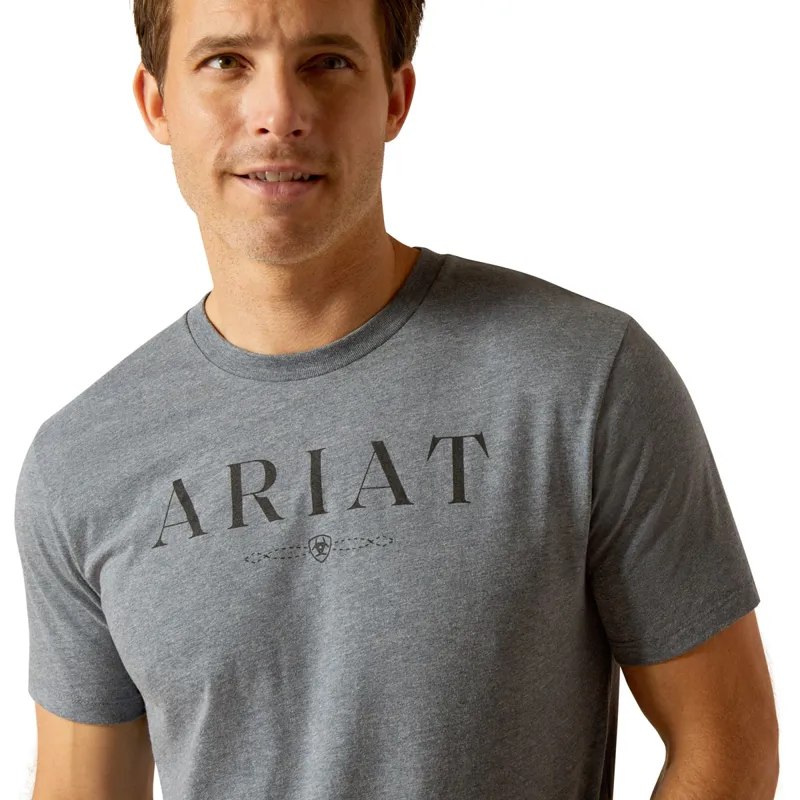 Ariat B and W Logo Mens Tee - Athletic Heather-2