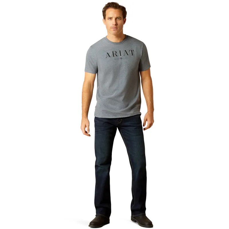 Ariat B and W Logo Mens Tee - Athletic Heather-1