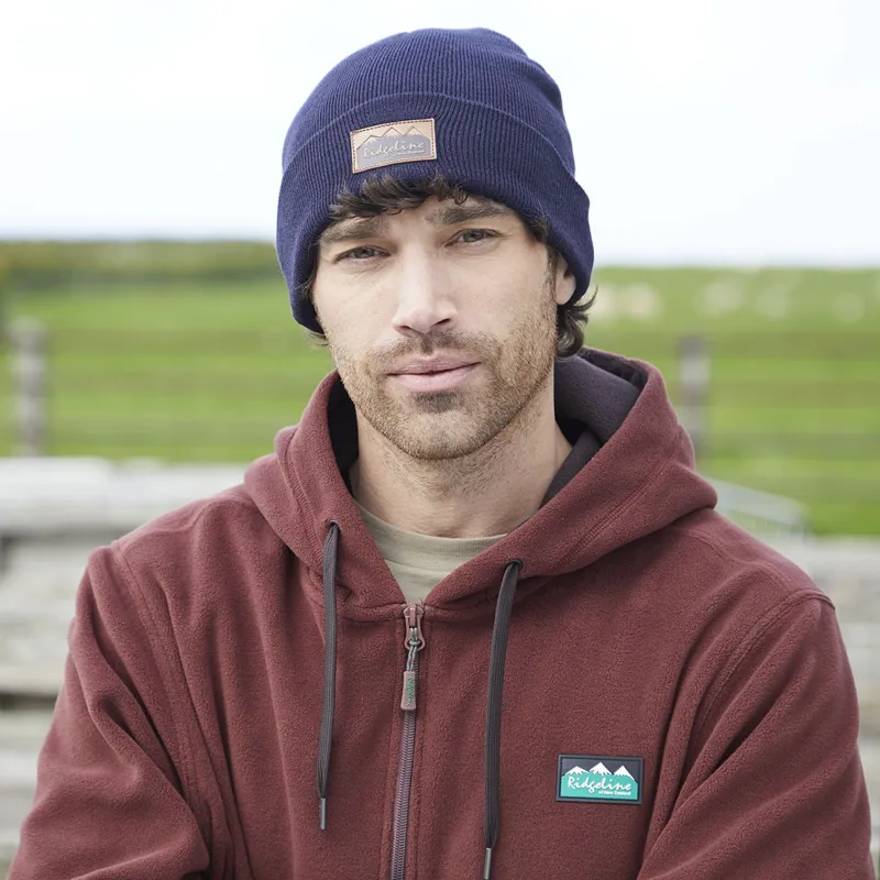 Ridgeline Heritage Unisex Fine Knit Beanie - Navy-2