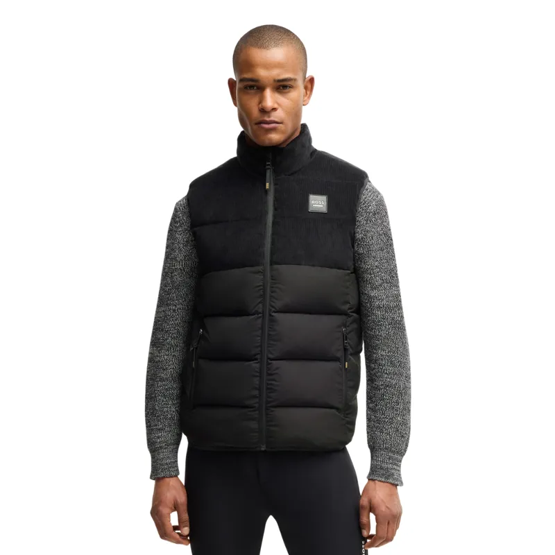BOSS Equestrian Arthur Cord Mens Puffer Vest Gilet - Black 