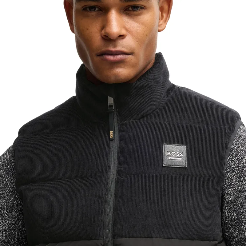 BOSS Equestrian Arthur Cord Mens Puffer Vest Gilet - Black -2