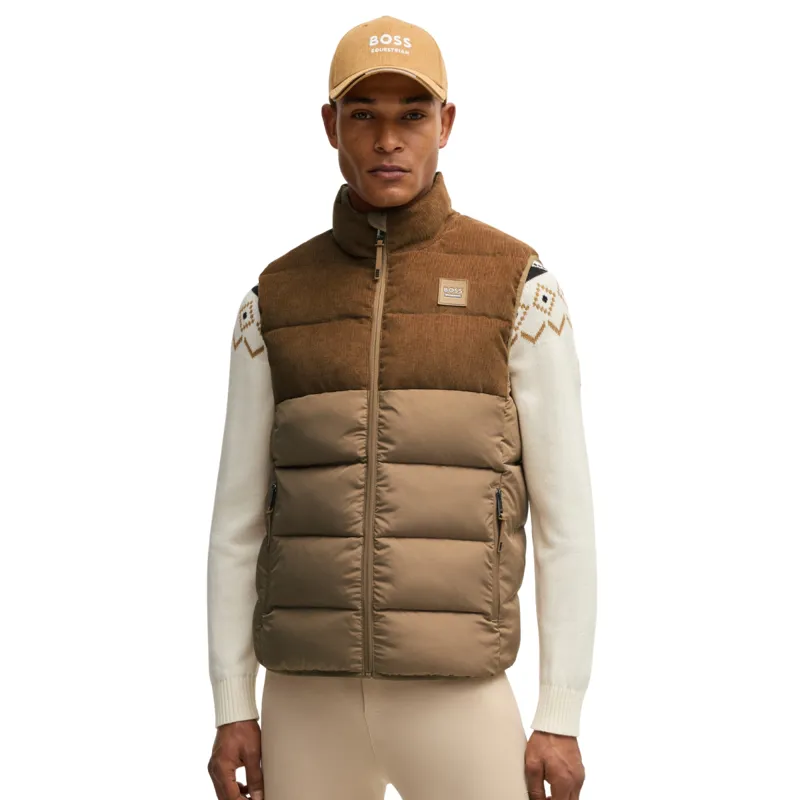 BOSS Equestrian Arthur Cord Mens Puffer Vest Gilet - Camel-2