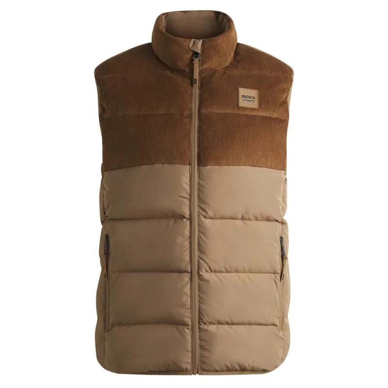 BOSS Equestrian Arthur Cord Mens Puffer Vest Gilet - Camel-4