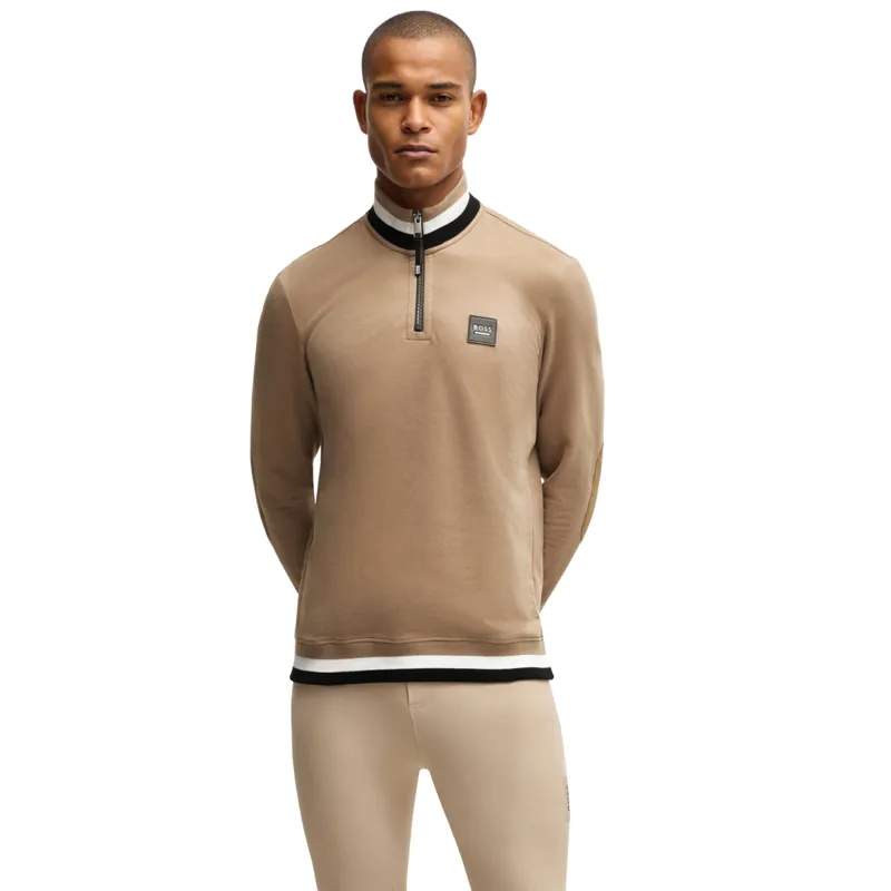 BOSS Equestrian Troyer Mens Sweater - Signature Camel
