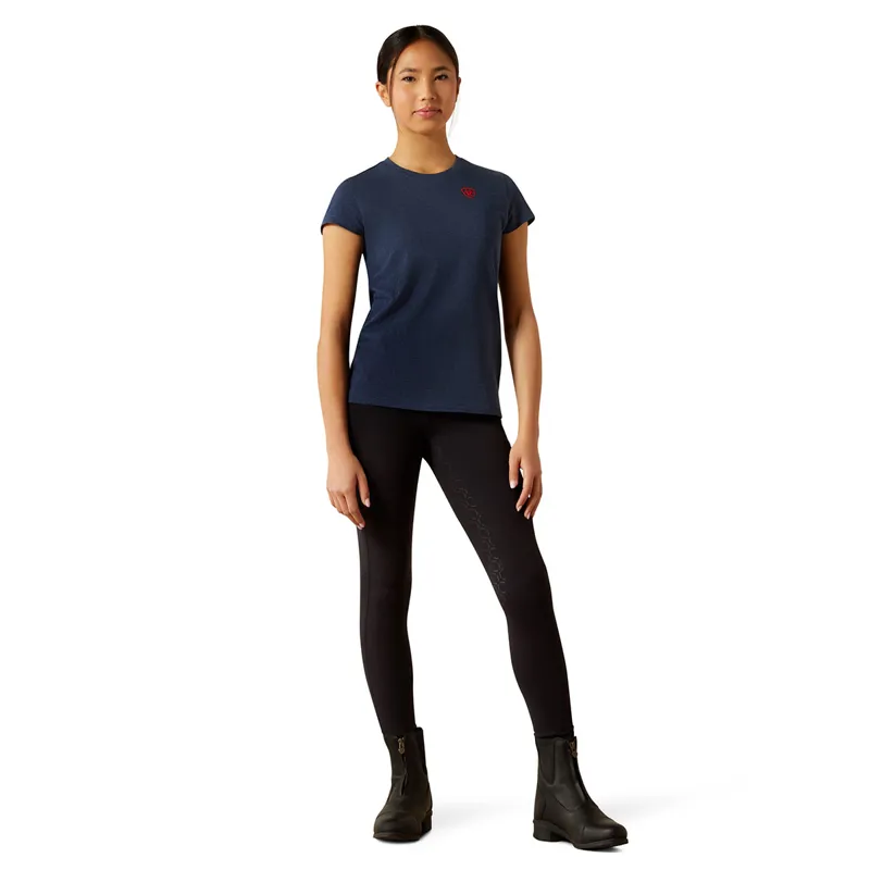 Ariat BV Logo Junior Girls Short Sleeved Tee - Navy Heather-3