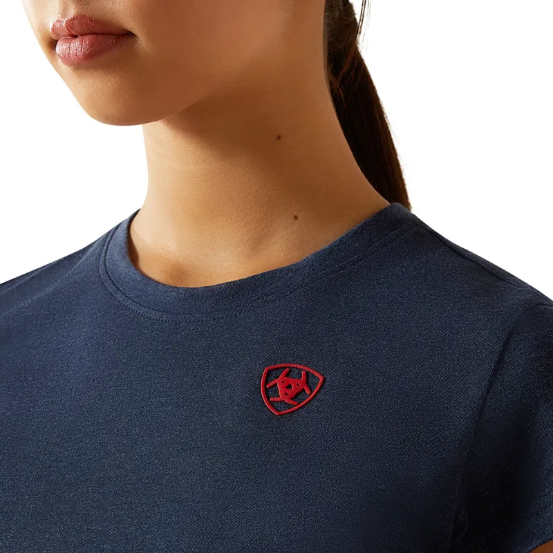 Ariat BV Logo Junior Girls Short Sleeved Tee - Navy Heather-2