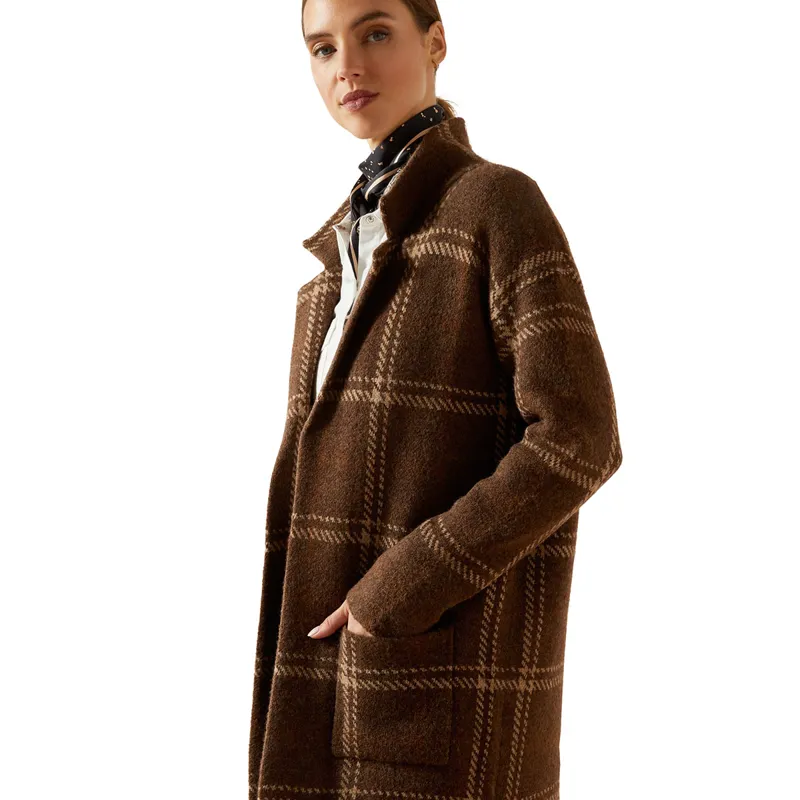 Ariat Country Ballston Womens Long Cardigan - Sorrel Horse Plaid-7
