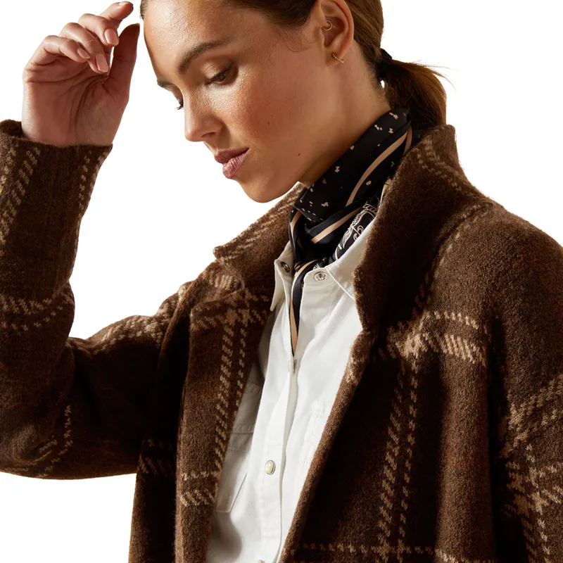 Ariat Country Ballston Womens Long Cardigan - Sorrel Horse Plaid-5