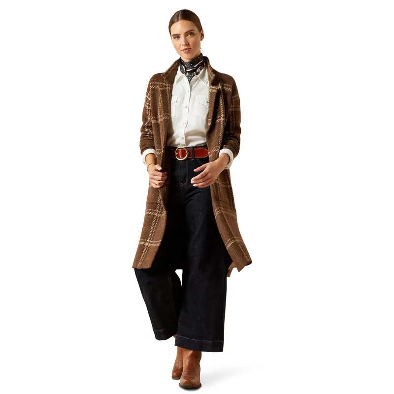 Ariat Country Ballston Womens Long Cardigan - Sorrel Horse Plaid-3