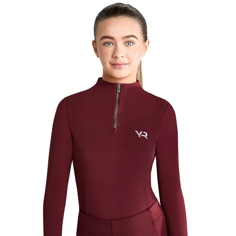 Aztec Diamond Young Rider Long Sleeve Junior Base Layer - Cherry