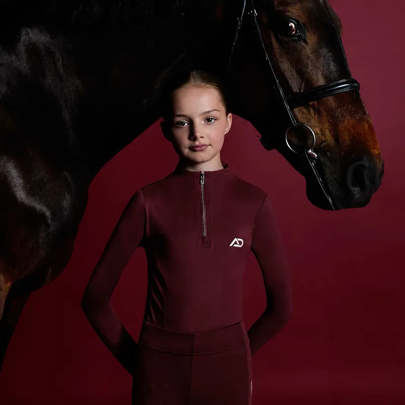Aztec Diamond Young Rider Long Sleeve Junior Base Layer - Cherry-8