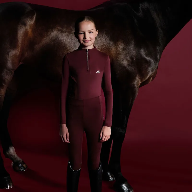 Aztec Diamond Young Rider Long Sleeve Junior Base Layer - Cherry-9