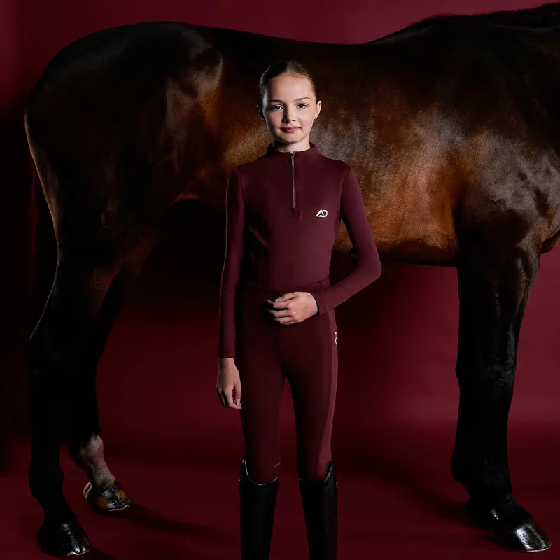 Aztec Diamond Young Rider Long Sleeve Junior Base Layer - Cherry-5