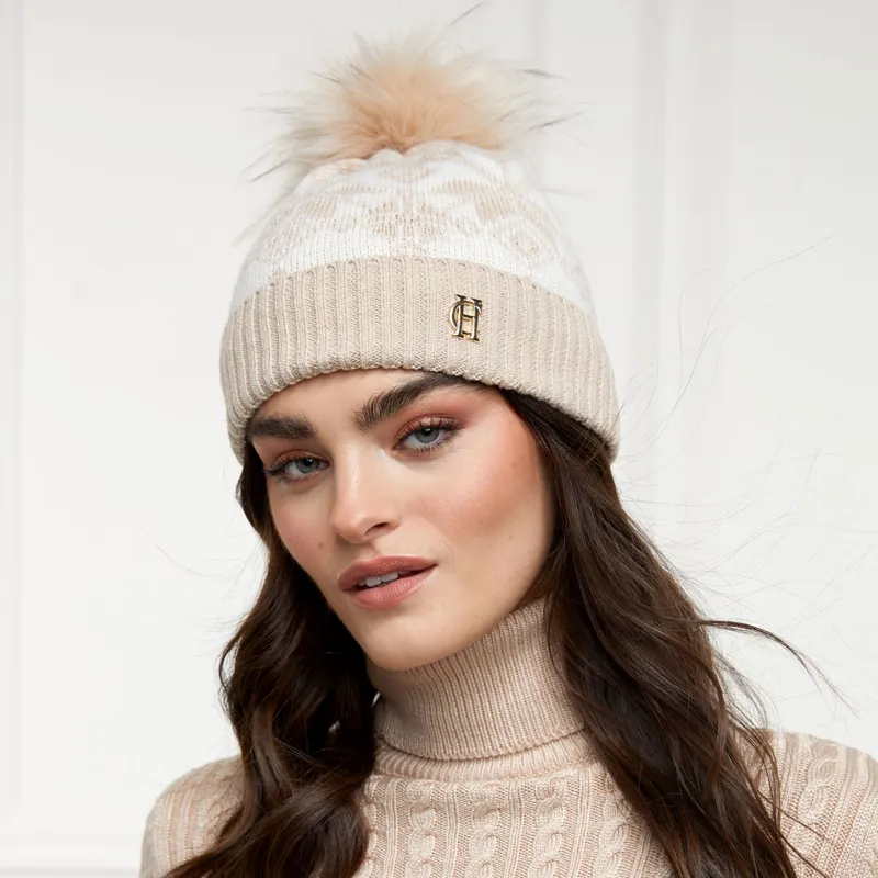 Holland Cooper Beatrice Bobble Hat - Camel/Cream