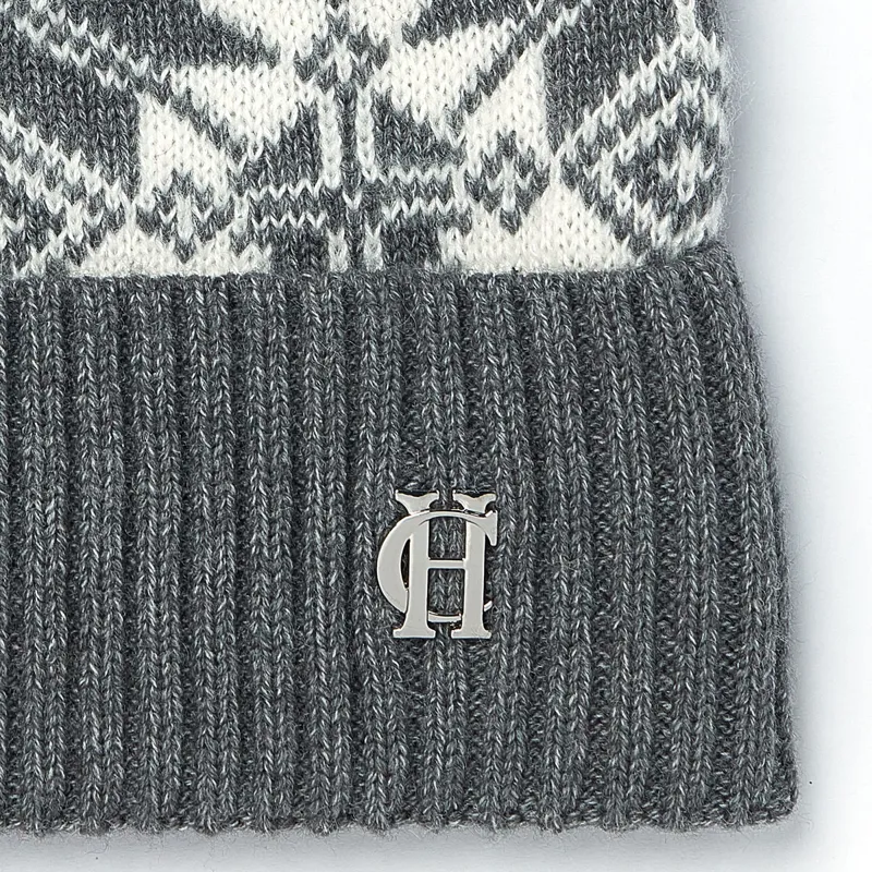 Holland Cooper Beatrice Bobble Hat - Grey Marl-2