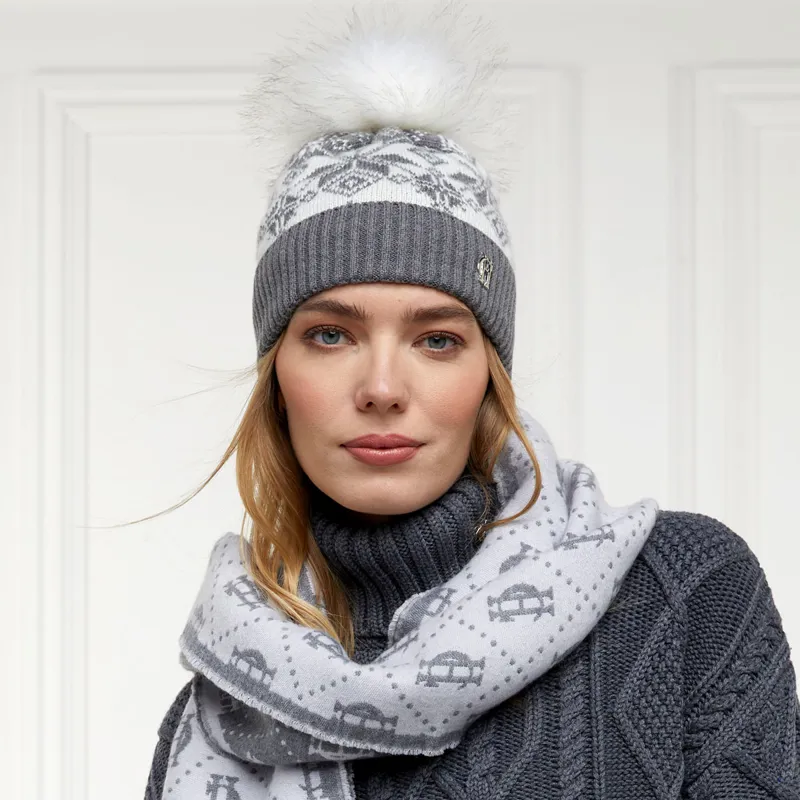 Holland Cooper Beatrice Bobble Hat - Grey Marl-5