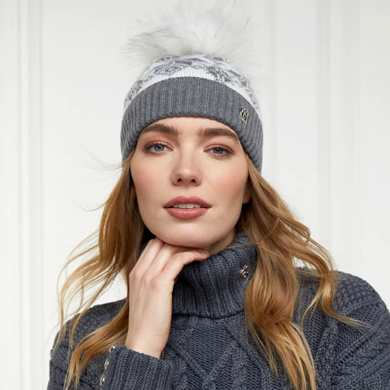 Holland Cooper Beatrice Bobble Hat - Grey Marl-4