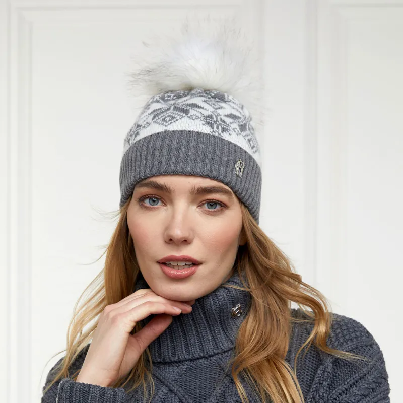 Holland Cooper Beatrice Bobble Hat - Grey Marl-3