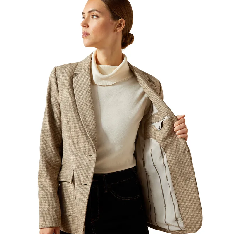 Ariat Country Beckfoot Womens Blazer - Camel Houndstooth-5
