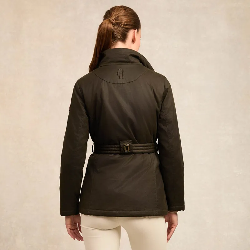 Holland Cooper Belted Waxed Ladies Jacket - Dark Olive-1