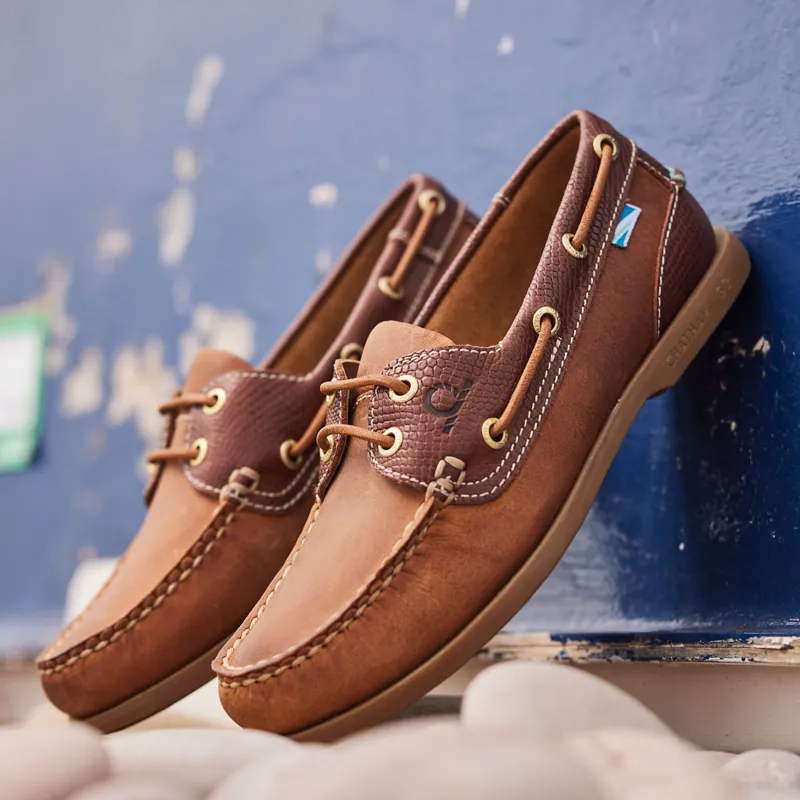 Chatham Bermuda II G2 Ladies Leather Boat Shoes - Walnut/Brown Snake-5