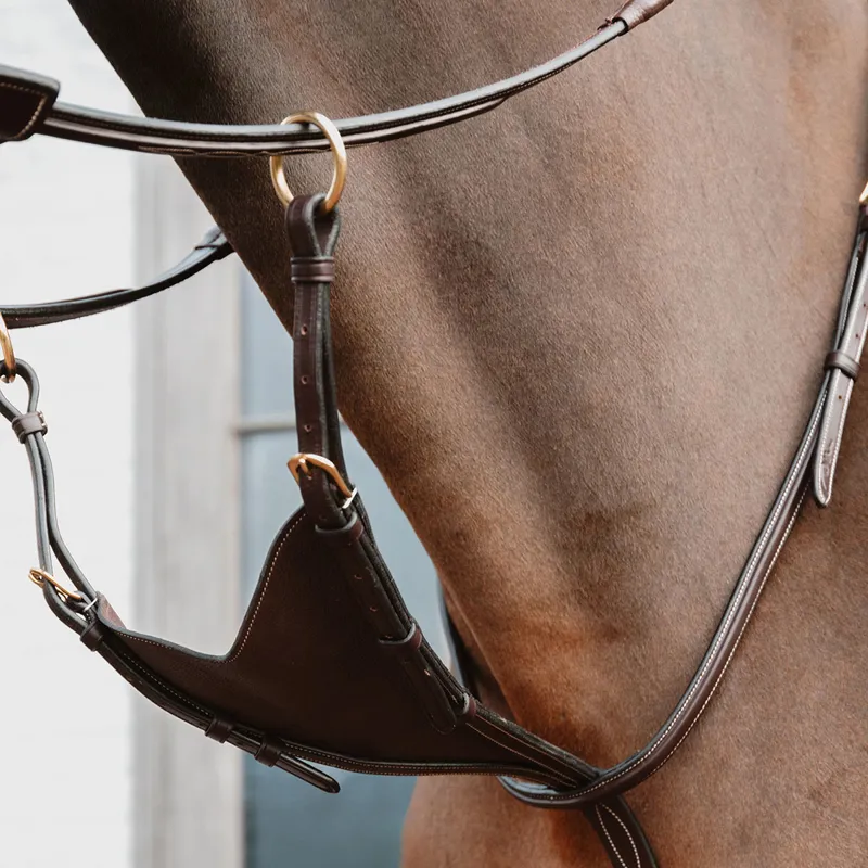 Dy'on D Collection Soft Leather Bib Martingale - Brown-3