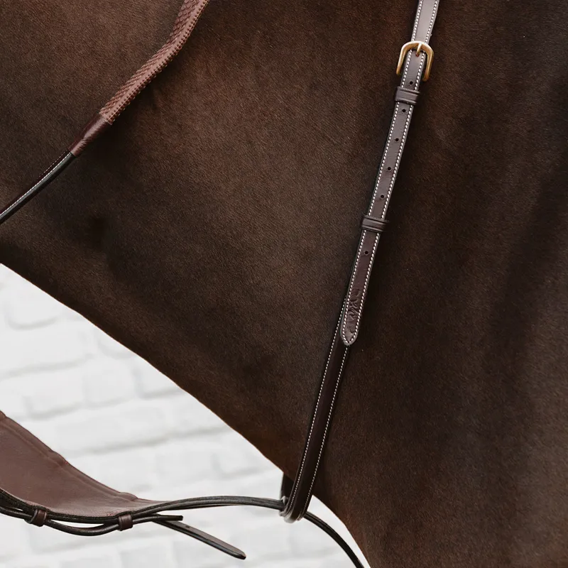 Dy'on D Collection Soft Leather Bib Martingale - Brown-2