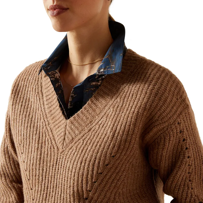Ariat Country Blaydon Womens Sweater - Woodsmoke Heather-2